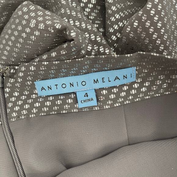 ANTONIO MELANI Skirt Size 4 NWT Silver/Grey Dots Metallic Flowy Holiday Office - Picture 3 of 14